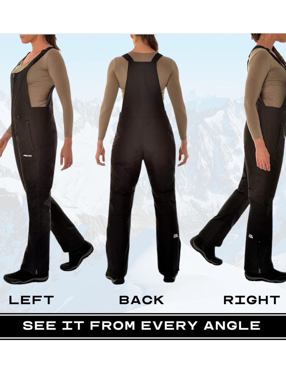 Arctix Women's Essential Insulated Ski Bibs, Water Resistant Snow Pants. X-Large - Picture 3 of 7